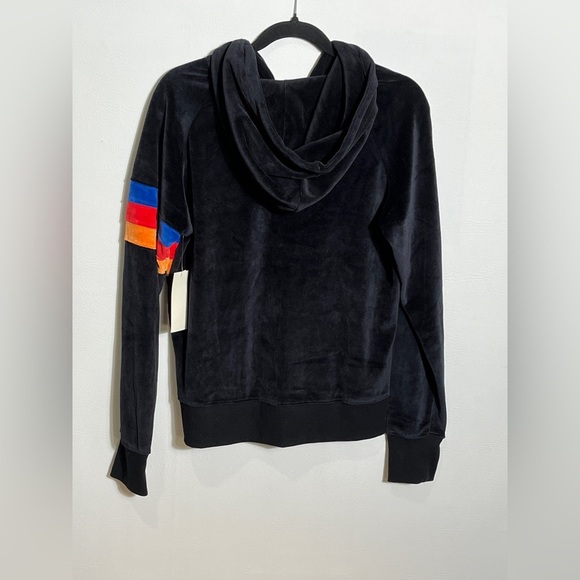 C&C California Velour Black Stripe Full Zip Black Hoodie Large - Picture 3 of 13